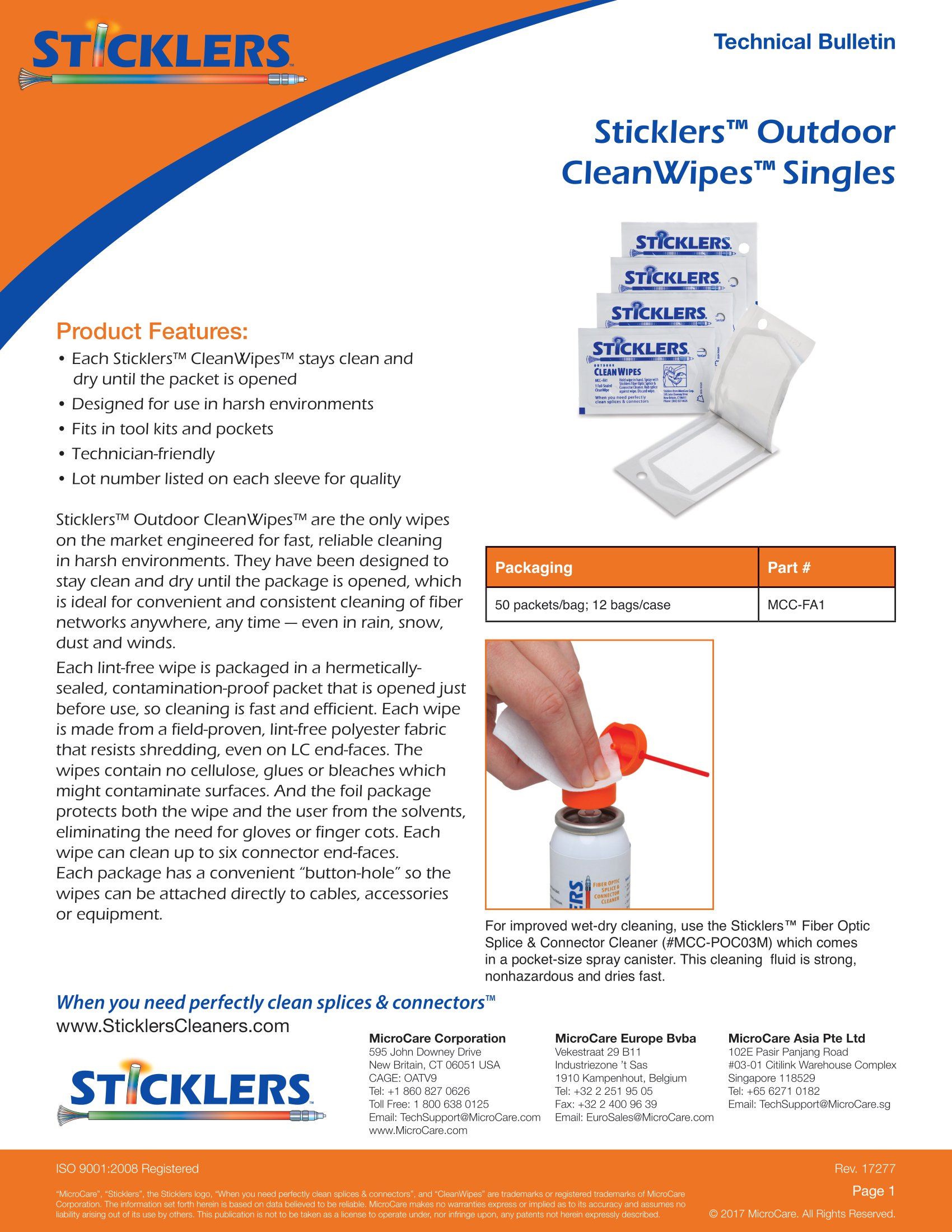 MCC-FA1 CleanWipes for Harsh Environments (NSN 6850-01-5929408)